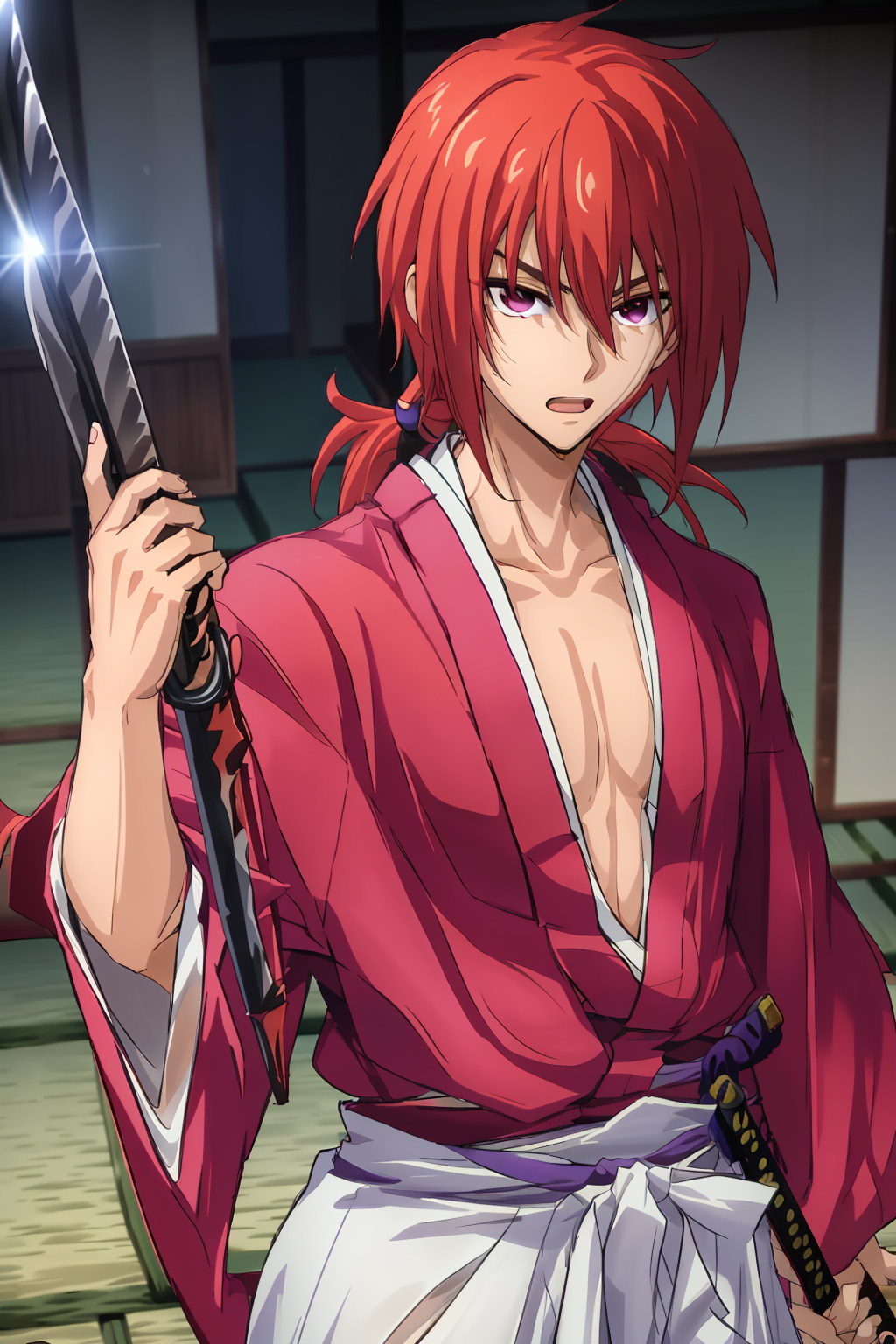 Woman Anime Red Hair Japanese Samurai Stock Photo 1586851150  Shutterstock